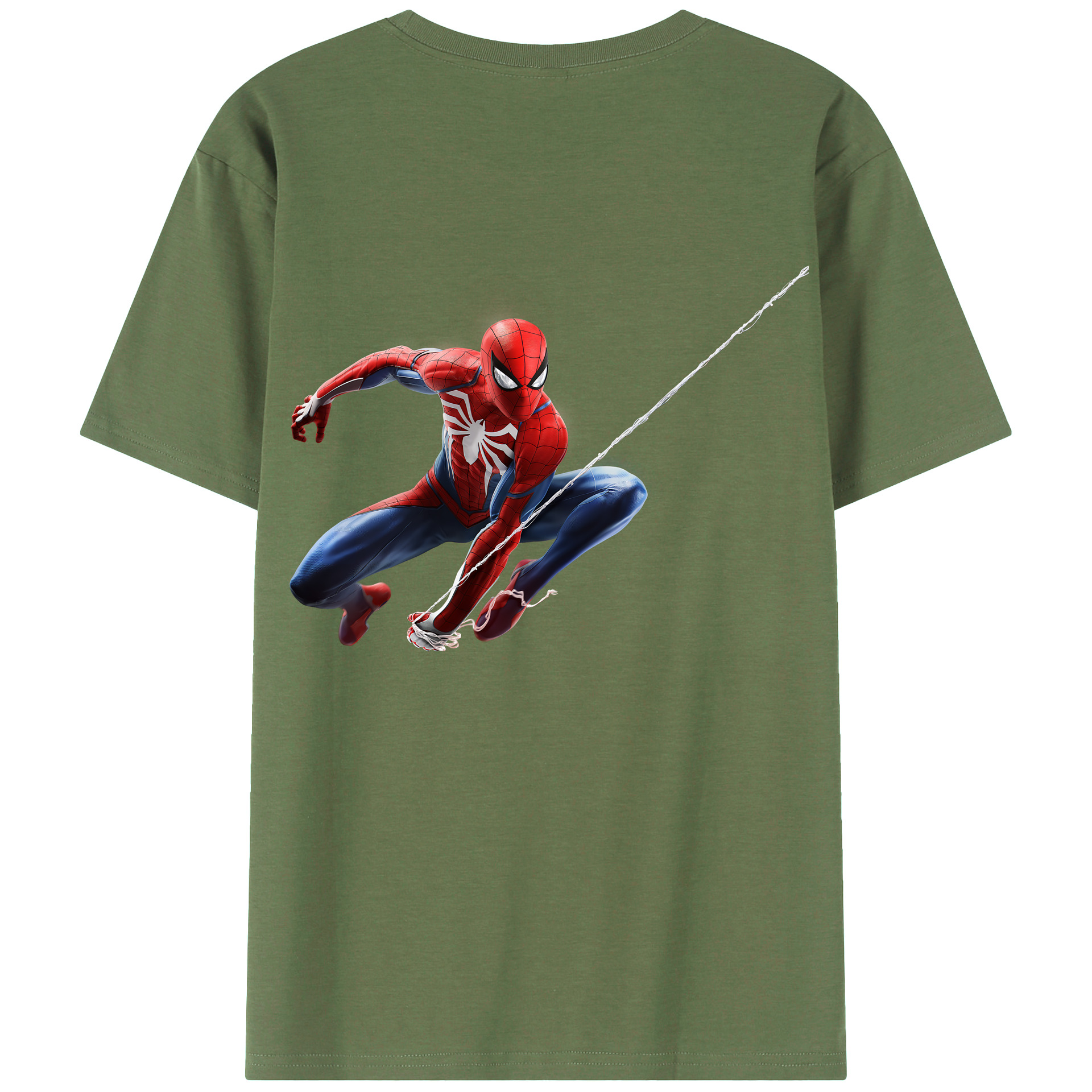 （画像用） Spider Man スパイダーマン 綿100％ メンズ半袖Tシャツ（バックプリント） 通気性